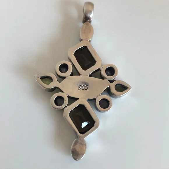 Turquoise Amethyst Peridot Topaz Sterling Silver Pendant - Picture 11 of 11